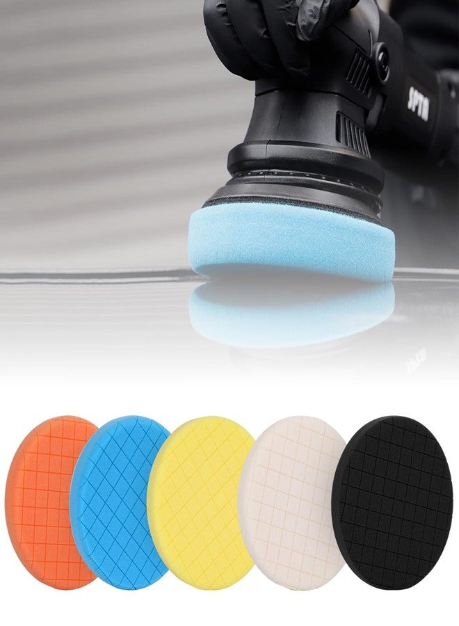 Serplex مجموعة وسادات تلميع Serplex® مكونة من 5 قطع للوحة دعم مقاس 15 سم، وسادات إسفنجية للتلميع والقطع، مجموعة وسادات إسفنجية لتلميع وتشميع السيارات، متنوعة - Image 1